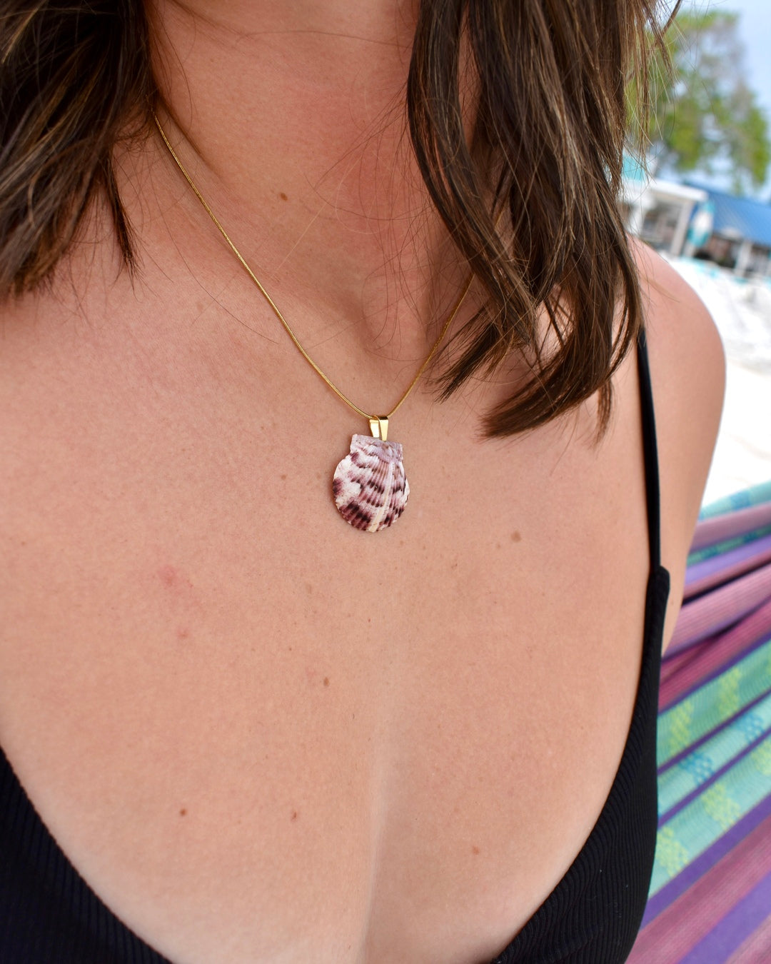 Deep Purple Shores Shell Necklace