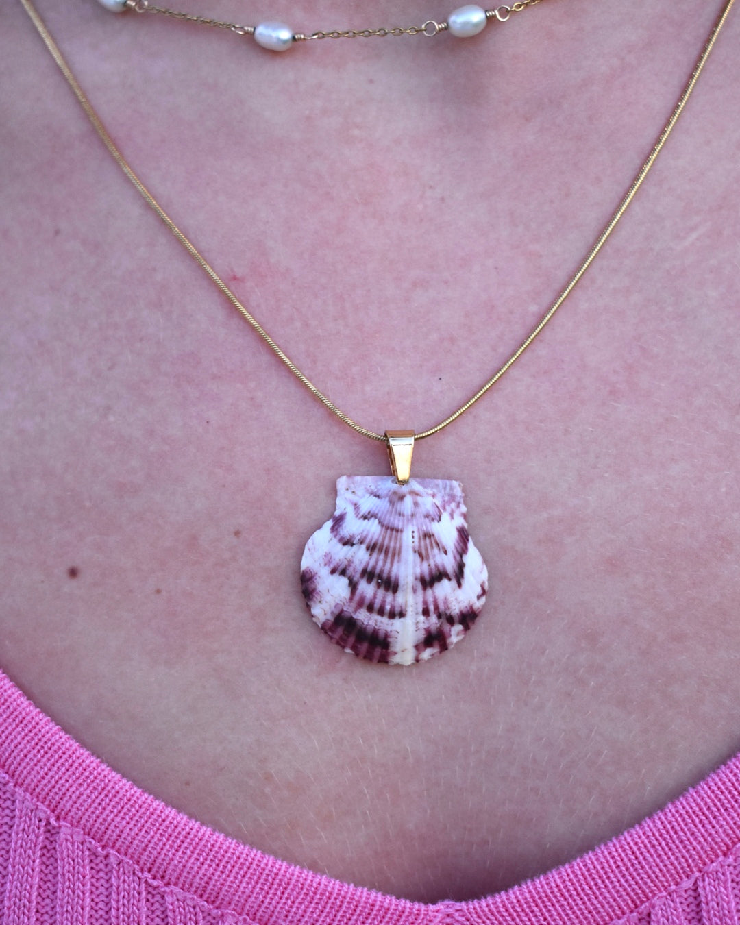 Deep Purple Shores Shell Necklace